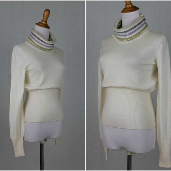 Cividini Merino Wool Turtleneck Cream Sweater Made in Italy - Picture 4 of 8